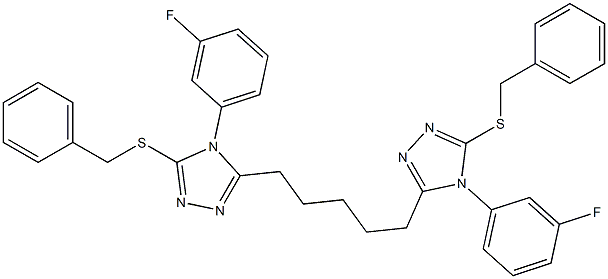 5,5'-(1,5-Pentanediyl)bis[4-(3-fluorophenyl)-3-benzylthio-4H-1,2,4-triazole] Struktur