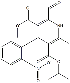 2-Methyl-4-(2-nitrophenyl)-6-formyl-1,4-dihydropyridine-3,5-dicarboxylic acid 3-isopropyl 5-methyl ester Struktur