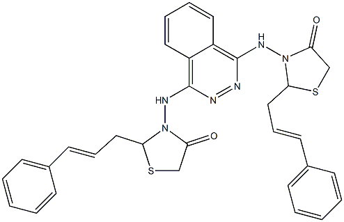 N,N'-Bis[2-cinnamyl-4-oxothiazolidin-3-yl]phthalazine-1,4-diamine Struktur