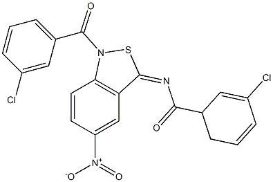 5-Nitro-1-(m-chlorobenzoyl)-3(1H)-(m-chlorobenzoyl)imino-2,1-benzisothiazole Struktur