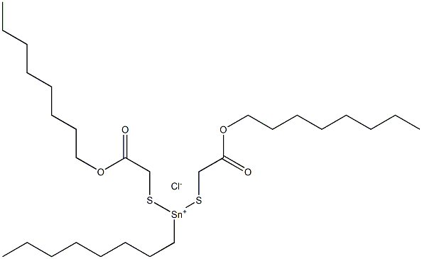 Octylbis(octyloxycarbonylmethylthio)tin(IV) chloride Struktur