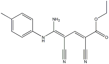 5-Amino-2,4-dicyano-5-(4-methylanilino)-2,4-pentadienoic acid ethyl ester Struktur