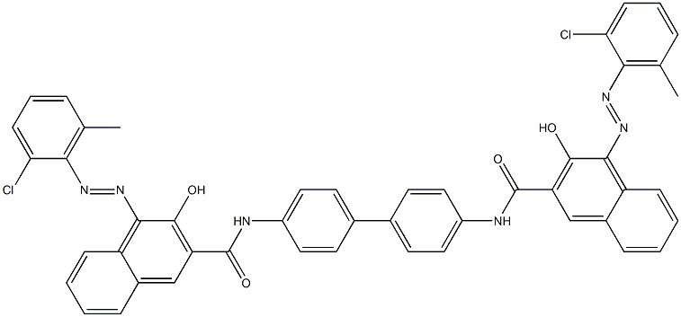 N,N'-(1,1'-Biphenyl-4,4'-diyl)bis[4-[(2-chloro-6-methylphenyl)azo]-3-hydroxy-2-naphthalenecarboxamide] Struktur