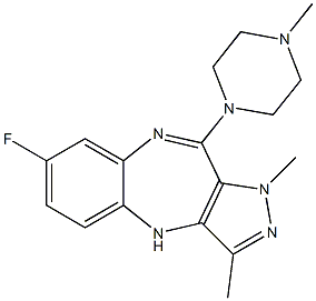 7-Fluoro-10-(4-methylpiperazin-1-yl)-1,3-dimethyl-1,4-dihydropyrazolo[4,3-b][1,5]benzodiazepine Struktur