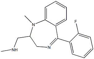 5-(2-Fluorophenyl)-2,3-dihydro-1-methyl-2-methylaminomethyl-1H-1,4-benzodiazepine Struktur