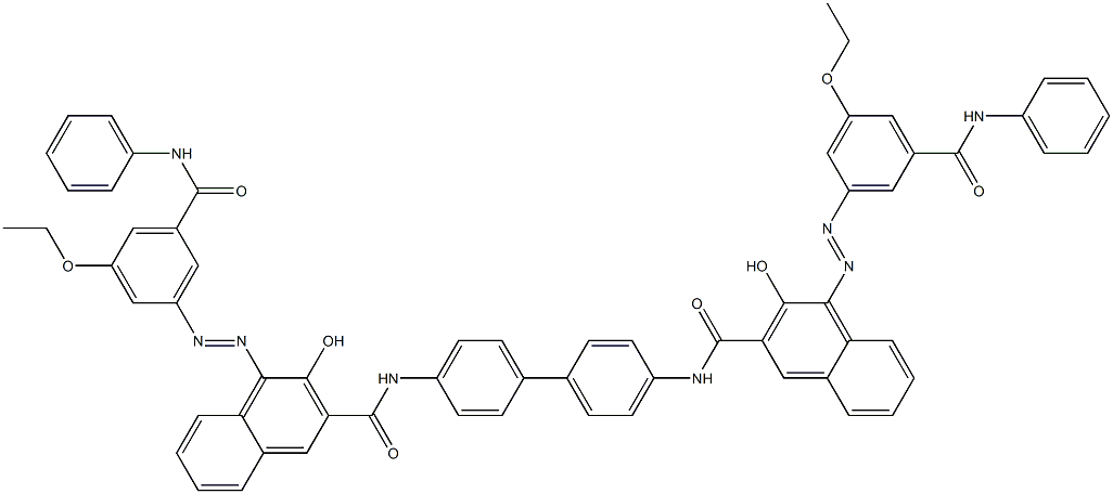 N,N'-(1,1'-Biphenyl-4,4'-diyl)bis[4-[[3-ethoxy-5-(phenylcarbamoyl)phenyl]azo]-3-hydroxy-2-naphthalenecarboxamide] Struktur