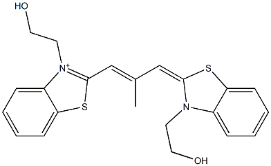 2-[2-Methyl-3-[2,3-dihydro-3-(2-hydroxyethyl)benzothiazole-2-ylidene]-1-propenyl]-3-(2-hydroxyethyl)benzothiazole-3-ium Struktur