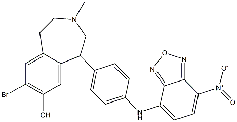 8-Bromo-2,3,4,5-tetrahydro-5-[4-(7-nitro-2,1,3-benzoxadiazol-4-ylamino)phenyl]-3-methyl-1H-3-benzazepin-7-ol Struktur