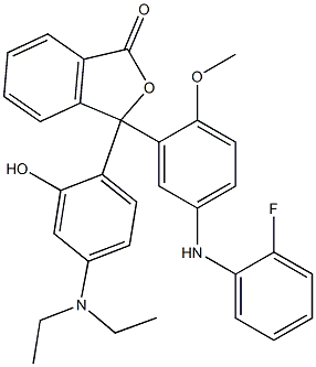 3-(4-Diethylamino-2-hydroxyphenyl)-3-[5-(o-fluoroanilino)-2-methoxyphenyl]phthalide Struktur