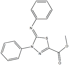 4-Phenyl-4,5-dihydro-5-(phenylimino)-1,3,4-thiadiazole-2-carboxylic acid methyl ester Struktur