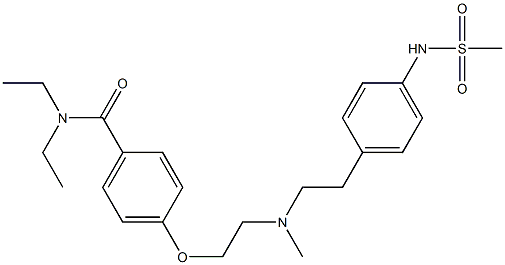 4-[2-[N-Methyl-2-(4-methylsulfonylaminophenyl)ethylamino]ethoxy]-N,N-diethylbenzamide Struktur