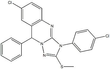 7-Chloro-3,9-dihydro-2-methylthio-3-(4-chlorophenyl)-9-phenyl[1,2,4]triazolo[5,1-b]quinazoline Struktur