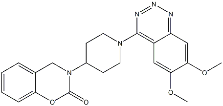 4-[4-[(3,4-Dihydro-2-oxo-2H-1,3-benzoxazin)-3-yl]piperidino]-6,7-dimethoxy-1,2,3-benzotriazine Struktur