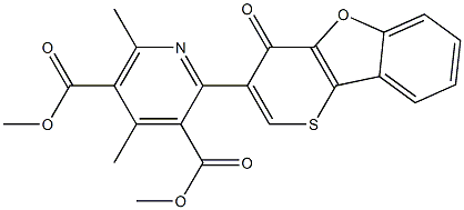 4,6-Dimethyl-2-[4-oxo-4H-thiopyrano[3,2-b]benzofuran-3-yl]pyridine-3,5-dicarboxylic acid dimethyl ester Struktur