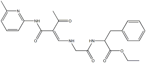 3-Phenyl-2-[2-[[2-acetyl-3-[(6-methyl-2-pyridinyl)amino]-3-oxo-1-propenyl]amino]acetylamino]propanoic acid ethyl ester Struktur