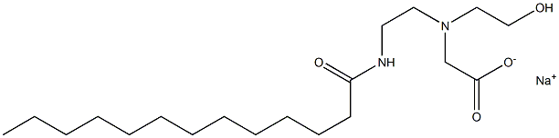 N-(2-Hydroxyethyl)-N-[2-(tridecanoylamino)ethyl]aminoacetic acid sodium salt Struktur