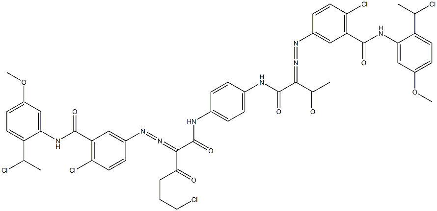 3,3'-[2-(2-Chloroethyl)-1,4-phenylenebis[iminocarbonyl(acetylmethylene)azo]]bis[N-[2-(1-chloroethyl)-5-methoxyphenyl]-6-chlorobenzamide] Struktur