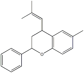 2-Phenyl-4-(2-methyl-1-propenyl)-6-methylchroman Struktur