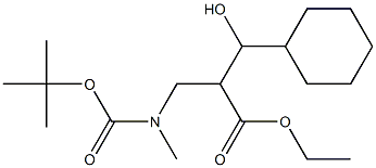 3-Cyclohexyl-3-hydroxy-2-[[(tert-butoxycarbonyl)(methyl)amino]methyl]propanoic acid ethyl ester Struktur