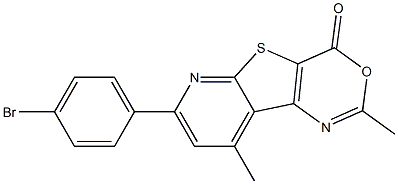 2,9-Dimethyl-7-(4-bromophenyl)-4H-pyrido[3',2':4,5]thieno[3,2-d][1,3]oxazin-4-one Struktur