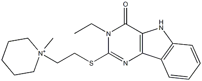 1-Methyl-1-[2-[[[3,4-dihydro-3-ethyl-4-oxo-5H-pyrimido[5,4-b]indol]-2-yl]thio]ethyl]piperidin-1-ium Struktur