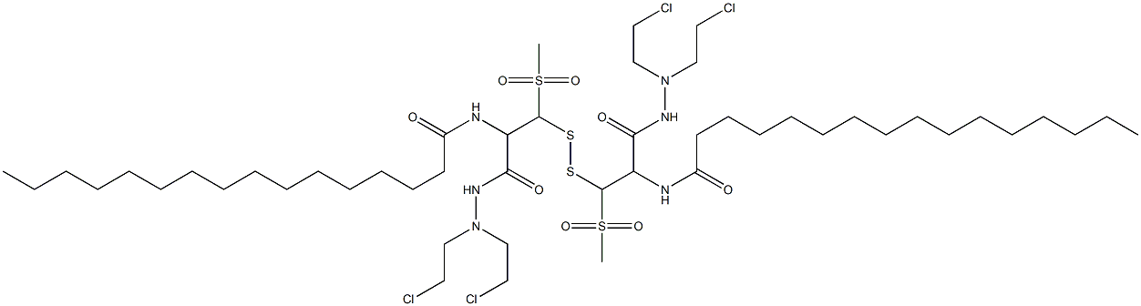 3,3'-Dithiobis[N',N'-bis(2-chloroethyl)-2-hexadecanoylamino-3-methylsulfonylpropionic acid hydrazide] Struktur