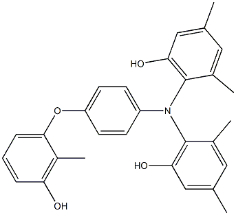 N,N-Bis(6-hydroxy-2,4-dimethylphenyl)-4-(3-hydroxy-2-methylphenoxy)benzenamine Struktur