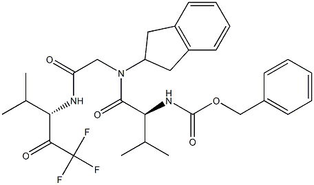 (2S)-2-[(Benzyloxy)carbonylamino]-N-[(2,3-dihydro-1H-inden)-2-yl]-N-[[[(S)-1-(trifluoroacetyl)-2-methylpropyl]carbamoyl]methyl]-3-methylbutanamide Struktur