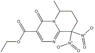 9,9-Dinitro-6-methyl-4-oxo-6,7,8,9-tetrahydro-4H-pyrido[1,2-a]pyrimidine-3-carboxylic acid ethyl ester Struktur