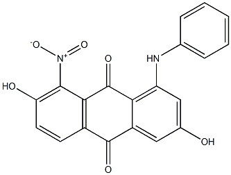 1-Anilino-3,7-dihydroxy-8-nitroanthraquinone Struktur