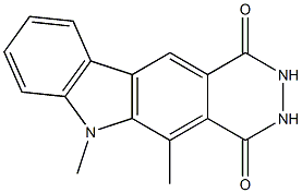 5-Methyl-6-methyl-6H-pyridazino[4,5-b]carbazole-1,4(2H,3H)-dione Struktur