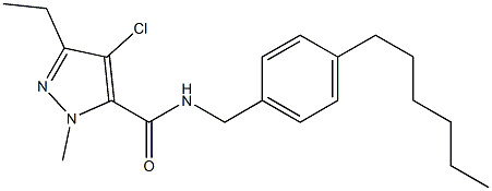 N-(4-Hexylbenzyl)-1-methyl-3-ethyl-4-chloro-1H-pyrazole-5-carboxamide Struktur