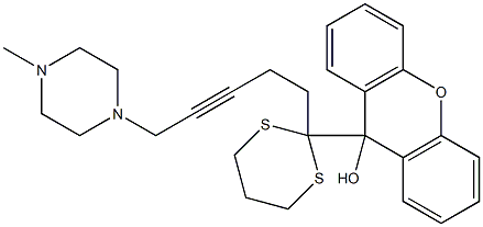 9-[2-[5-(4-Methyl-1-piperazinyl)-3-pentynyl]-1,3-dithian-2-yl]-9H-xanthen-9-ol Struktur