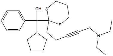 Cyclopentyl(phenyl)[2-[5-diethylamino-3-pentynyl]-1,3-dithian-2-yl]methanol Struktur