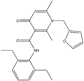 1-(2-Furanylmethyl)-1,4-dihydro-2,6-dimethyl-N-(2,6-diethylphenyl)-4-oxopyridine-3-carboxamide Struktur