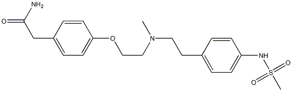 4-[2-[N-Methyl-2-(4-methylsulfonylaminophenyl)ethylamino]ethoxy]phenylacetamide Struktur