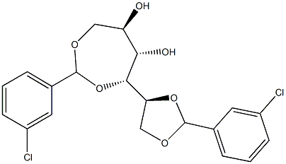 1-O,4-O:5-O,6-O-Bis(3-chlorobenzylidene)-L-glucitol Struktur