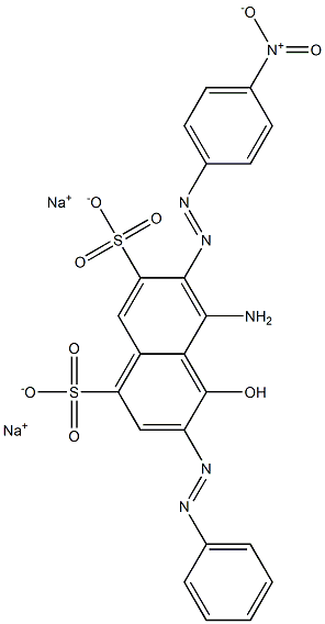 5-Amino-4-hydroxy-3-phenylazo-6-[(4-nitrophenyl)azo]naphthalene-1,7-disulfonic acid disodium salt Struktur