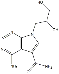 4-Amino-7-(2,3-dihydroxypropyl)-7H-pyrrolo[2,3-d]pyrimidine-5-carboxamide Struktur