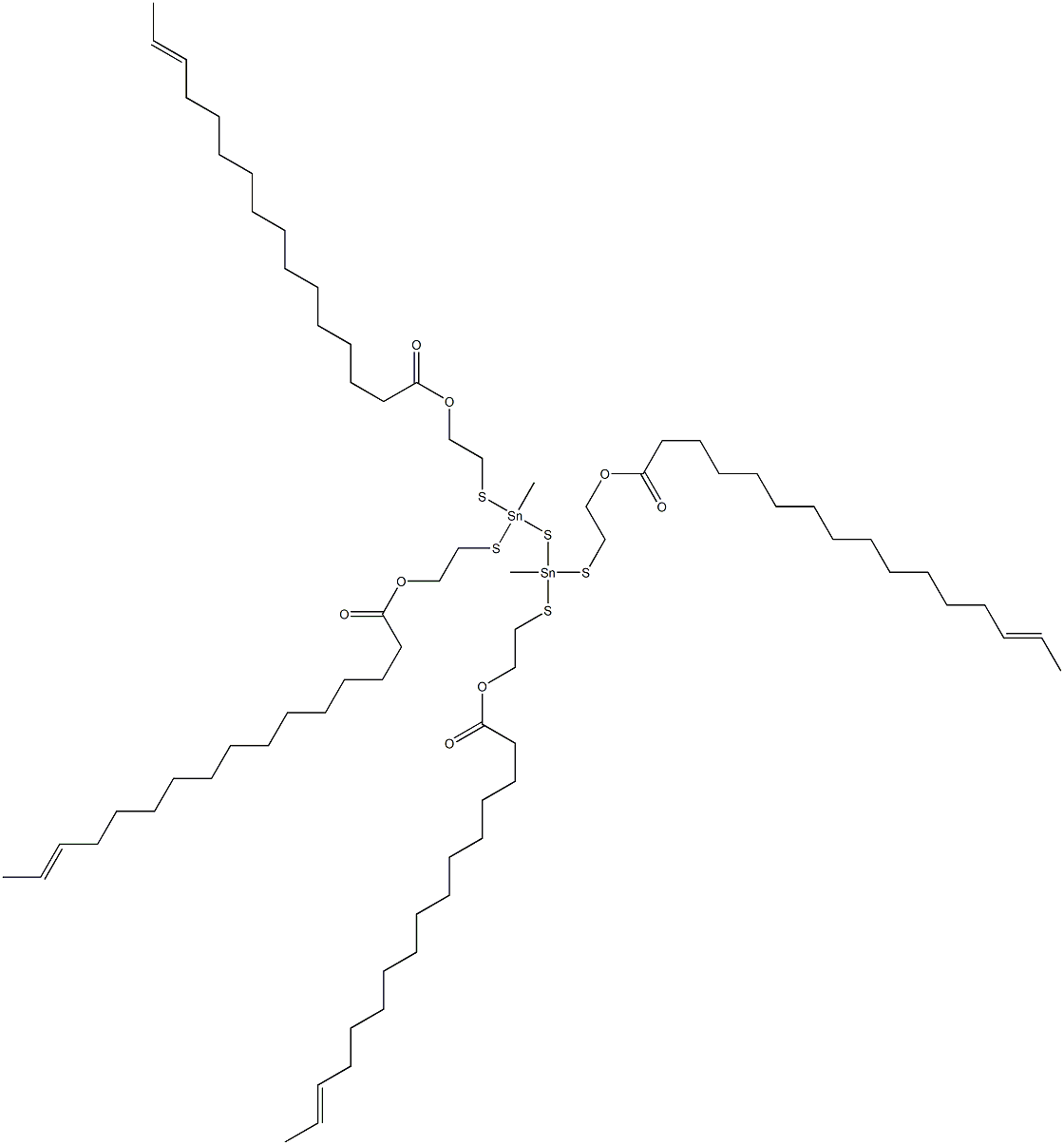 Bis[methylbis[[2-(13-pentadecenylcarbonyloxy)ethyl]thio]stannyl] sulfide Struktur