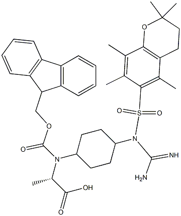 (S)-N-alpha-(9-Fluorenylmethyloxycarbonyl)-4-(2,2,5,7,8-pentamethylchroman-6-sulfonyl-guanidino)-trans-cyclohexylalanine Struktur