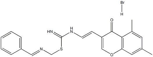 3-(2-Aza-2-((imino(3-phenylprop-2-enylthio)methyl)amino)vinyl)-5,7-dimethyl-4H-chromen-4-one, hydrobromide Struktur