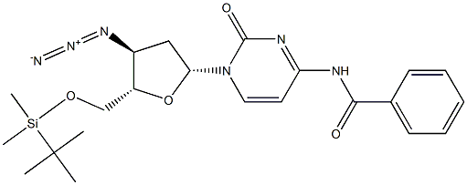 3'-Azido-N4-benzoyl-5'-O-tert-butyldimethylsilyl-2',3'-dideoxycytidine Struktur