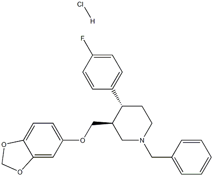 (-)(3S,4R)-4-(4-fluorophenyl)-3-(3,4-methylenedioxy-phenoxymethyl)-N-benzylpiperidine hydrochloride Struktur