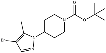 1-Piperidinecarboxylic acid, 4-(4-bromo-5-methyl-1H-pyrazol-1-yl)-, 1,1-dimethylethyl ester Struktur