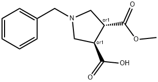 (3S,4S)-1-benzyl-4-(methoxycarbonyl)pyrrolidine-3-carboxylicacid Struktur