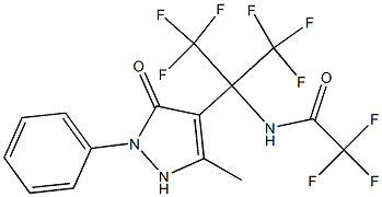 2,2,2-trifluoro-N-[2,2,2-trifluoro-1-(5-methyl-3-oxo-2-phenyl-2,3-dihydro-1H-pyrazol-4-yl)-1-(trifluoromethyl)ethyl]acetamide Struktur