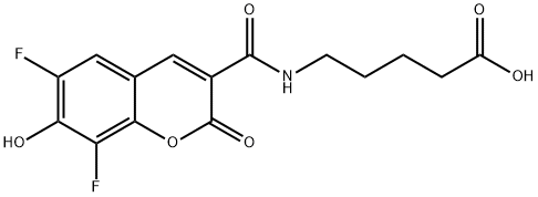 5-[[(6,8-Difluoro-7-hydroxy-2-oxo-2H-1-benzopyran-3-yl)carbonyl]amino]pentanoic acid Struktur