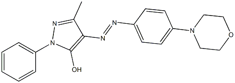 3-methyl-4-{[4-(4-morpholinyl)phenyl]diazenyl}-1-phenyl-1H-pyrazol-5-ol Struktur