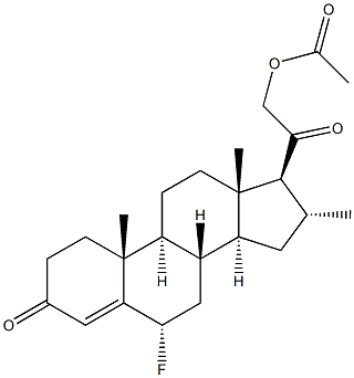 21-Acetoxy-6 alpha-fluoro-16 alpha-methyl-4-pregnene-3,20-dione Struktur